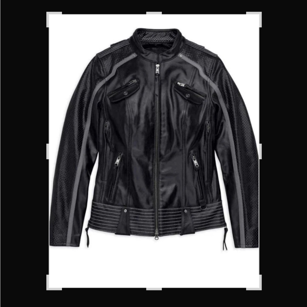 Harley-Davidson Black and Gray Leather Jacket